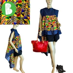 LOOK AT ME HIGH LOW COLORFUL COTTON TUNIC TOP NWT (3X)